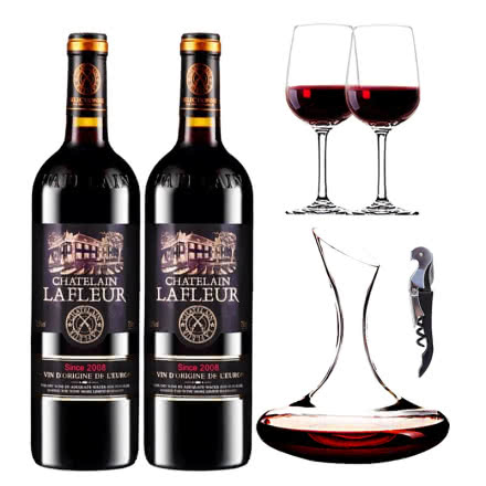 【自饮推荐】拉斐庄园特选2008原酒进口干红葡萄酒750ml*2瓶红酒两支醒酒器装